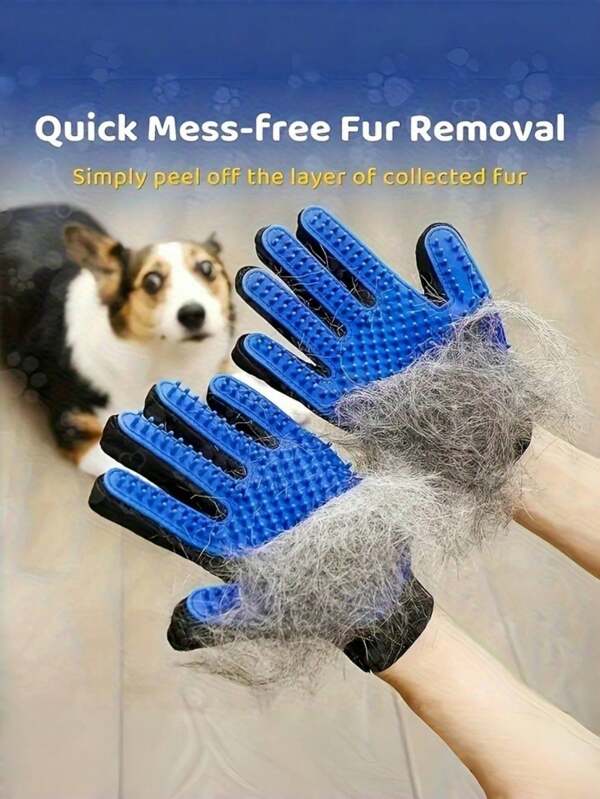 Universal Pet Beauty Gloves - Suitable For Dogs, Cats, And Long Haired Rabbits With Gentle Brush Removal, Bath Massage Gloves, Adjustable Wristband, Easy To Clean, Five Finger Design, Suitable For Long And Short Hair, Durable Silicone Material, Suitable For All Dog Breeds And Cat Hand Sizes, Pet Beauty Products, Soft Pet Beauty Tools, Multifunctional Shower, Hair Removal, Massage, Grooming, And Brush Removal Gloves