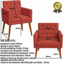 MOBLAN DECOR Set Of 2 Modern Decorative Armchairs For Living Room, Suede Fabric, Comfortable Wooden Feet - Red - View 2