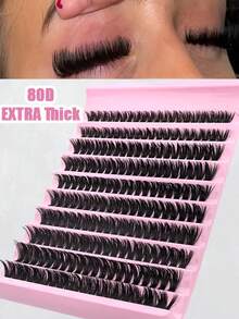 160 件独立睫毛簇 80D D 卷曲 8-16 毫米 DIY 单根睫毛延长套件，超浓密、蓬松、自然、可重复使用，适合家庭使用、外出、日常生活、婚礼、约会、派对、音乐节和旅行睫毛簇、睫毛簇、单根睫毛、睫毛、假睫毛