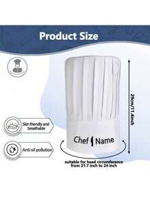 1 szt. czapka kucharska - haftowana na zamówienie, melonik z popeliny, wielokolorowa, regulowana, elastyczna czapka kucharska dla dorosłych, odpowiednia do kuchni, gotowania, restauracji i fabryk, ochrona włosów