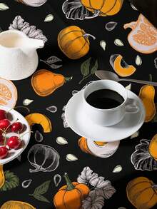 1pc Pumpkin Painting Pattern Tablecloth, Square Printed Tablecloth Suitable For Family Gatherings, Picnics, Kitchen And Dining Table Decor, Coffee Table Cover, Durable Tablecloth Mat, All-Season Home Decor Tablecloth Mat - Multicolor D - View 3