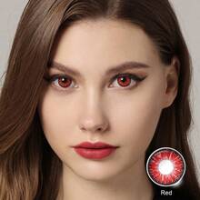 JeweLens 1pair Cosplay Color Contact Lenses Anime Red Coloured Pupil Halloween Costume Cosplay - Red - View 4