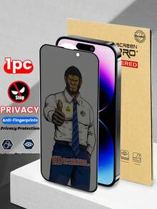 1 pieza Protector de pantalla de vidrio templado 9H, antiespía, antiestático, antirreflejo, sin burbujas, sensible al tacto, resistente a los arañazos y a las huellas dactilares, para iPhone 16/16 Pro/16 Promax/16 Plus/15 Pro/15 Pro Max/15 Plus/14 Pro/14 Pro Max/14 Plus/13 Mini/13 Pro/13 Max/12