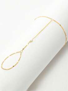 1 件简约时尚百搭链串珠指环手链，适合女士日常佩戴（手工制作，数量随机，避免接触水）