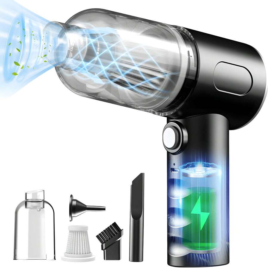 3-In-1 Handheld Cordless Vacuum Cleaner - High Power & Suction For Car, Home & Office - Black and White - View 1