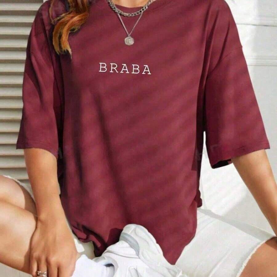 Camiseta Oversized Overtec Modinha Braba 100% algodao Street Solta Blusão Largo - bordô - Visão 1