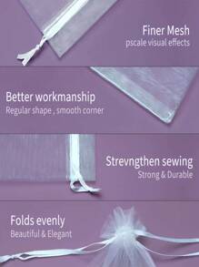 50/100PCS Gift Packaging Bag, White Tissue Bag, Suitable For Wedding Gifts, With Tether, Mesh Gift Bag, Jewelry Bag, Suitable For Rehearsal Party, Christmas, Halloween And Other Occasions