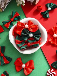 10/20/30 piezas Mini Lazos Navideños, Pequeños Lazos Rojos y Verdes Hechos a Mano para Decoraciones de Árbol de Navidad, Manualidades DIY, Suministros para Decoración de Navidad, Acción de Gracias, Boda y Fiesta