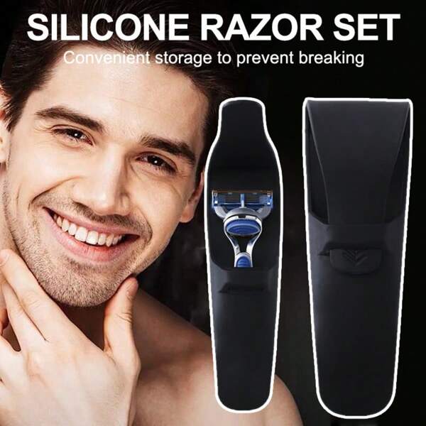 Silicone Shaving Razor Storage Box, Portable Soft Silicone Shaving Razor Protective Case, Manual Shaving Razor Cover, Men's Shaving Razor Protective Case, Silicone Skin, Shaving Razor Protective Case, Waterproof Silicone Material, For Travel And Home Use