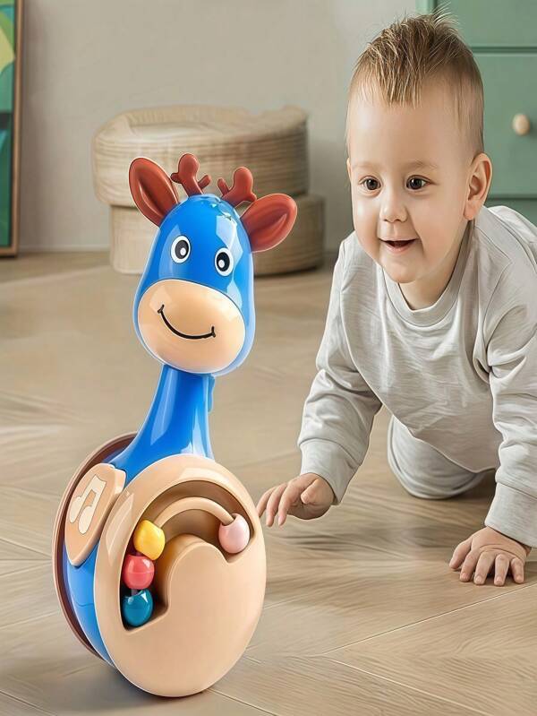 لعبة أطفال من عمر 1-6 سنوات، لعبة الغزال الهزاز، لعبة تفاعلية تربوية للأولاد والبنات، تساعد على الزحف والانزلاق للأمام