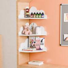 1pc Cloud-Shaped Wall Mounted Storage Rack, Creative Wooden Nordic Style Decor For Kids Room - White - View 5