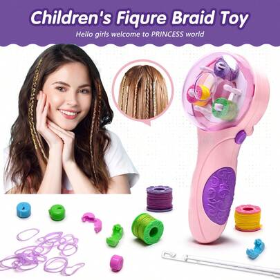 Bộ đồ chơi tết tóc cho bé gái 1 chiếc, Đồ dùng hóa trang, Bộ phụ kiện tóc tự làm, Đồ chơi trang trí đầu, Dụng cụ tạo kiểu tóc tết tự động hình công chúa, Đồ chơi nhập vai thợ làm tóc, Đồ chơi tết tóc, Đồ chơi nhà chơi lý tưởng cho bé gái, Đồ dùng tiệc tùng, Quà tặng tiệc tùng, Quà tặng sinh nhật Giáng sinh Halloween