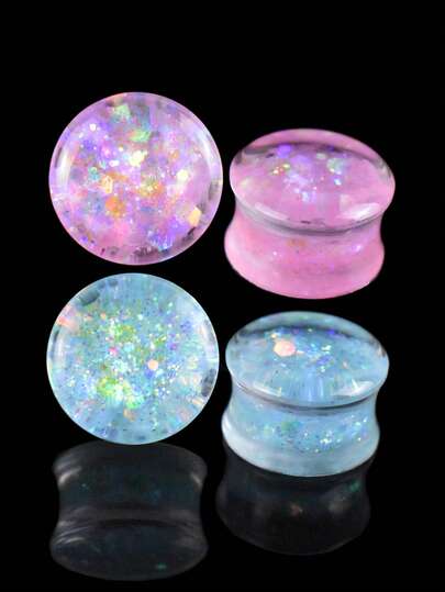 一对 8-30 毫米闪亮圆形亚克力耳塞 隧道塞 身体穿孔饰品