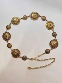 新款复古西式牛仔链条腰带，不锈钢腰链配饰，适合女士连衣裙