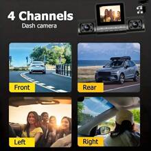 4-Channel Vehicle Camera 1080P Car Dash Cam Recorder With 1080P Front And 720P Left/Right Rear Night Vision Looping Recording 24-Hour Parking Monitor