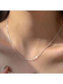 1 chiếc dây chuyền bạc 925 Sterling Silver kiểu Singapore, tối giản, thời trang, đa năng, dài 50cm. - Dây chuyền chuỗi sóng - Xem 3