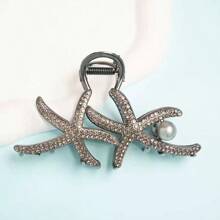1pc Oversized Sparkling Crystal Pearl Starfish Hair Claw Clip, Ladies Elegant Hair Claw For Everyday Hairstyle, High-End Luxurious Sophisticated Hair Accessory Hair Clips Hair Jaw Clip Hair Clamps Hair Clutch Hair Catcher Clip