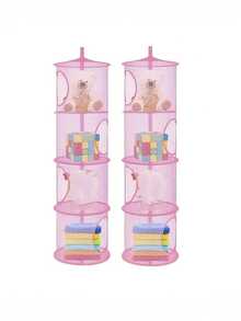 Giỏ treo búp bê nhồi bông 4 lớp - Tổ chức lưu trữ lưới thoáng khí, thích hợp cho quần áo, đồ chơi, găng tay, mũ và tất | Lưới phơi đồ gấp gọn, thích hợp cho phòng trẻ em và phòng ngủ - Nhiều màu - Xem 5