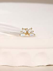 1Pc Natural Labradorite 925 Sterling Silver Earring For Women Flat Back Stud Minimalist Jewelry Helix Cartilage Gift For Her Wedding Party Fine Jewelry