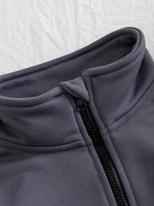 Chatreadl مجموعة بنطلون وبلوزة بنقشة وحيد القرن مطرزة للبنات، بتصميم بسيط، مريحة للربيع والخريف والشتاء، قطعتان - رمادي غامق - مشاهدة 3