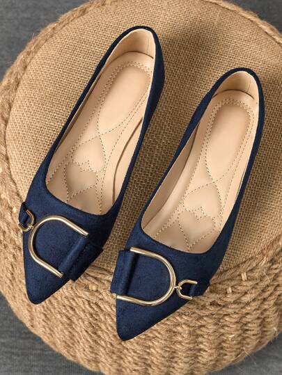 WHDXY 1 Pair Women's Pointed Toe Flats, Soft Leather Office Shoes, Versatile Loafers, Shallow Soft Bottom Fairy Style Flat Heel Slip-On Commuting Casual Shoes