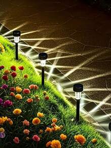 8pcs/10pcs/12pcs Solar-Powered Garden Lights, Outdoor Ground Plug-In Night Lighting Lawn Lights, With Waterproof Effect /35mAh, Suitable For Garden And Terrace Decoration, Outdoor Camping Light Decoration, Home Courtyard Street Lamp Decoration (White Light/Warm Light)