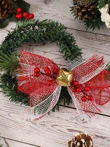 1pc Christmas Ribbons, Red And Gold, Suitable For Home, Wedding, Christmas Tree, New Year's, Winter Flower Garlands, DIY Gift Packaging, Flower Garlands, Stairs, Dining Table, Fireplace, Holiday Decoration, Craft, Suitable For Christmas