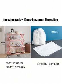 1 pieza Estantería multiusos a prueba de polvo para zapatos, de fácil montaje y movimiento, estantería de almacenamiento de pie de plástico, estantería de almacenamiento multifuncional de gran capacidad, organizador de piso de fácil montaje sin herramientas, apilable, esencial para el hogar y la habitación, ahorra espacio, organización del hogar para almacenar zapatos, botas y diversos artículos, apta para pasillos, armarios, salas de estar y dormitorios