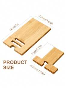 1pc/2pcs Natural Bamboo Desktop Phone Stand, Square Bamboo Smartphone Holder, Suitable For Office Organization And Storage, Elegant Desktop Electronics Accessory Stand For All Devices,For School Supplies,Back To School - Multicolor - View 8