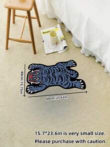 1 tấm thảm hình con hổ bất đối xứng, thảm đầu giường phòng ngủ - Màu xanh bụi bặm - Xem 3