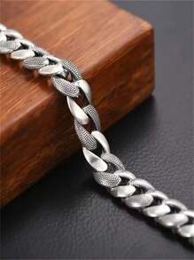 1 pièce Bracelet large chaîne cubaine plaqué argent sterling S925, style minimaliste polyvalent unisexe, pour la décoration quotidienne, cadeau pour la famille, les amis, le petit ami/la petite amie, la Saint-Valentin, Noël