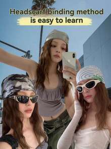 美国辣妹风格液态银科技感裹头巾女复古摩登嘻哈酷炫夜店Y2k个性百搭男女情侣领带三角巾方巾街舞头巾