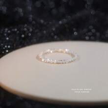 1 件时尚简约百搭闪光戒指，适合女性日常佩戴 - 銀色 - 查看 9