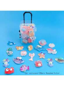 海洋生物花园装饰品，惊喜盲袋，适合制作发夹、冰箱贴、派对礼物 - 彩色 - 查看 11