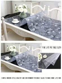 1pc Soft Glass PVC Transparent Chrysanthemum Pattern Tablecloth, Waterproof, Heat-Resistant, Oil-Proof Table Mat, Rectangular Desk Cover For Dining Table, Desk, Office Desk, Easy To Clean, Chrysanthemum Embossed, Non-Deformable, Non-Yellowing, Scratch-Resistant, Customizable, Small Table Mat Suitable For Kitchen, Coffee Side Table, Wooden Office Furniture Glass Plastic Tabletop Protection