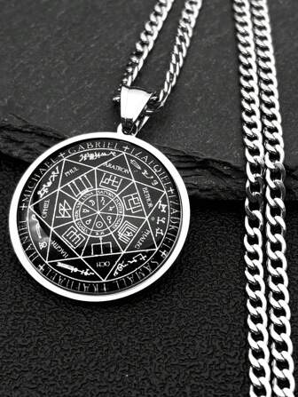 Collar de cristal de acero inoxidable con el Sello de Salomón y amuleto de los Siete Ángeles de la Orden. Joyería de protección, accesorio de moda para hombres y mujeres, regalo de pareja