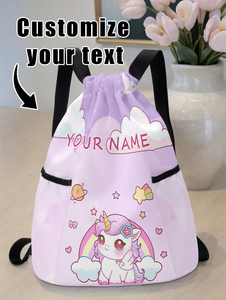 1 szt. Plecak ze ściągaczem z motywem owcy z kreskówek, z kieszeniami, spersonalizowany prezent na powrót do szkoły, odpowiedni dla dzieci i nastolatków, możliwość nadruku własnego imienia lub prezentu dla przyjaciół