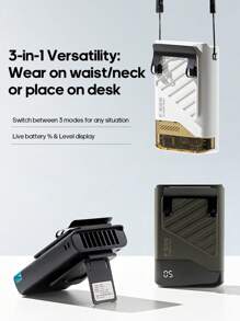 kinscoter 1 Peça Ventilador Portátil Recarregável de 4000mAh para Cintura, Acessórios de Camping, Praia e Viagem, Refrigerador de Ar, Bateria Portátil, Mini Ventilador Pessoal para Pescoço