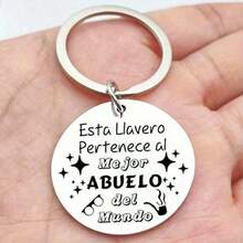 2 Stücke Bester Opa Schlüsselanhänger, spanisch lasergravierten runden Edelstahl Schlüsselanhänger für Opa, Weihnachten, Thanksgiving, Geburtstag Geschenke, Familien Party Zubehör