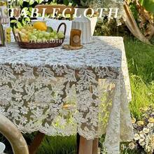 Elegant White Lace Tablecloth - 100% Polyester Rectangle Tablecloth - Machine Made Solid Color Round Tablecloth, Suitable For Coffee Tables, Home Decor, Weddings, Birthdays And Holiday Celebrations, Holiday Lace Tablecloth