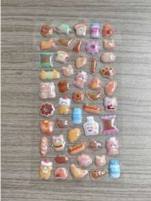 3D 可爱卡通猫贴纸 - 可爱蓬松可重复使用防水贴纸，适用于计划器、日记本、剪贴簿、笔记本电脑、手机壳、平板电脑装饰（产品空心）