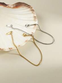 1pc Stainless Steel Metal Beaded Bracelet, Paper Clip Bracelet, Delicate Chain Bracelet, Minimalist Design, Suitable For Daily Wear, Travel And Gift, Accessory For All Seasons