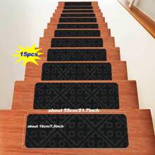 1/7/15 pièces Tapis d'escalier intérieur confortables et doux, tapis d'escalier, marches en bois, tapis antidérapants pour marches d'escalier, tapis antidérapants pour escaliers intérieurs en bois, tapis d'escalier autoadhésifs antidérapants, tapis d'escalier pour marches en bois, tapis de passage pour marches en bois, tapis d'escalier pour marches en bois intérieures