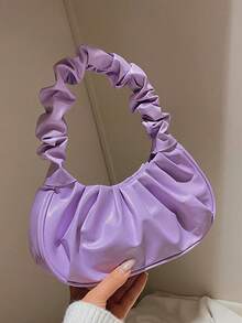 【云纹褶皱单肩包】| 合成革 | 磁扣开合，褶皱肩带 | 女士手提包 | 适合休闲或晚宴场合 | 时尚百搭 - 彩色 - 查看 8