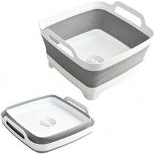NEWCollapsible Dish Basin Foldable Kitchen Sink With Drain Plug Plastic Laundry Tub 9L 2.4Gal RV Camping Wash Basin SpaceSaving Bottle Washing Sink Gray 7.3 - Xám - Xem 1
