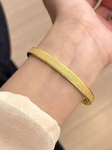 1pc Exquisite 18K Gold-Plated Stainless Steel Fashion Bracelet, Waterproof Women Jewelry - Bracelet - View 18