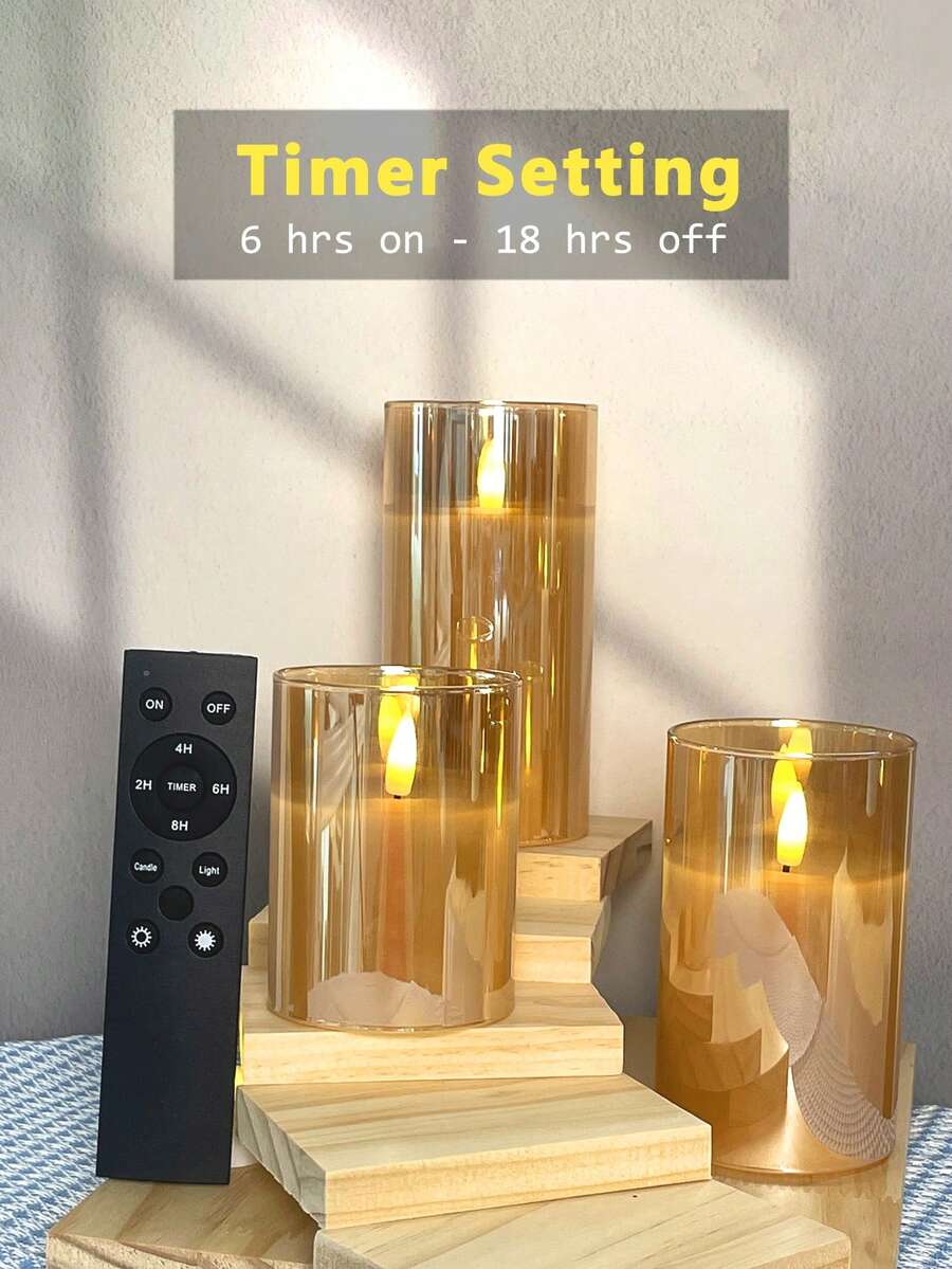 1/3pcs Flameless Candle Lights With Timer/Remote Control, Battery Powered LED Candle Lamps, Romantic Decor Lights For Holiday, Tabletop, Christmas, Valentine's Day, Wedding, Birthday, Party