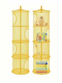 Giỏ treo búp bê nhồi bông 4 lớp - Tổ chức lưu trữ lưới thoáng khí, thích hợp cho quần áo, đồ chơi, găng tay, mũ và tất | Lưới phơi đồ gấp gọn, thích hợp cho phòng trẻ em và phòng ngủ - Nhiều màu - Xem 6