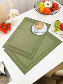 2/6/12件套多色简约条纹编织PVC餐垫，可水洗，易清洁，可擦拭，防滑，耐热，节日婚礼派对餐桌装饰