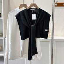 1pc Women's Solid Color Shawl Cardigan, Lightweight Spring/Autumn Shirt Collar Accessory, Suitable For Layering With Sweaters, Shirts, Scarves For Students And Office Wear